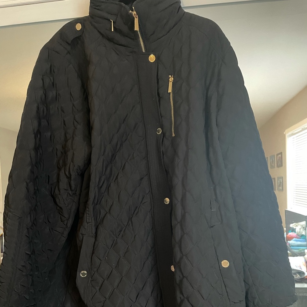 Michael Kors Knee Length Quilted Black Jacket